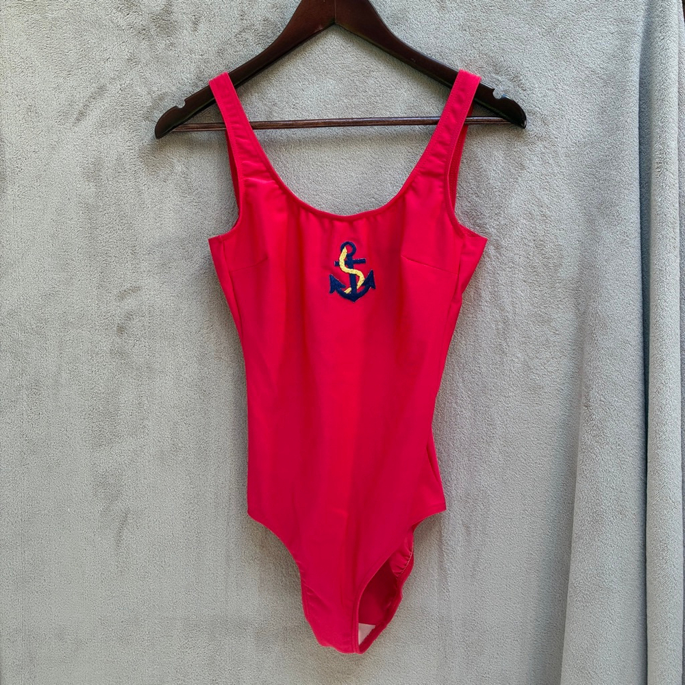 Beach Street One Piece Swimsuit Size 10 Blue Yellow Anchor Nautical Elegance